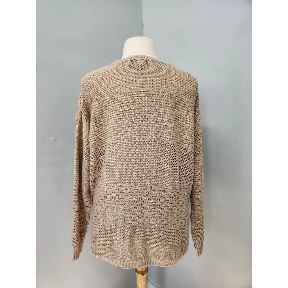 Avon Studio 1886 Tan Open Weave Drop Shoulder Sweater Size 3X NEW